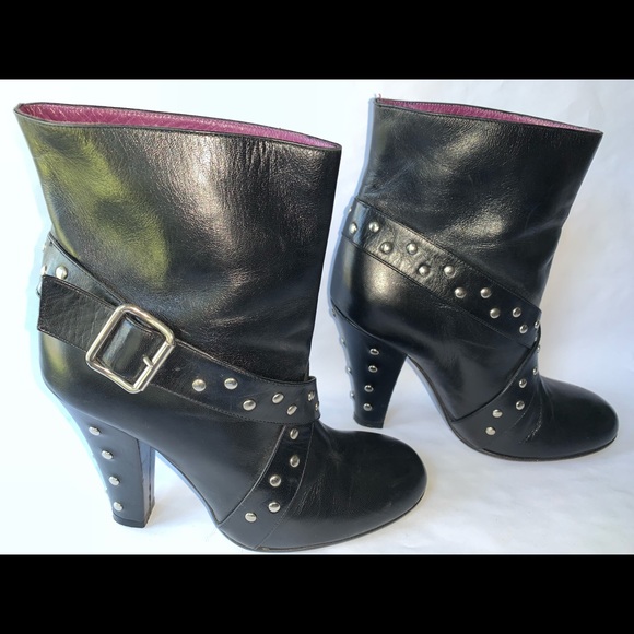 Marc Jacobs Black Leather Studded Ankle Boot - Picture 4 of 9
